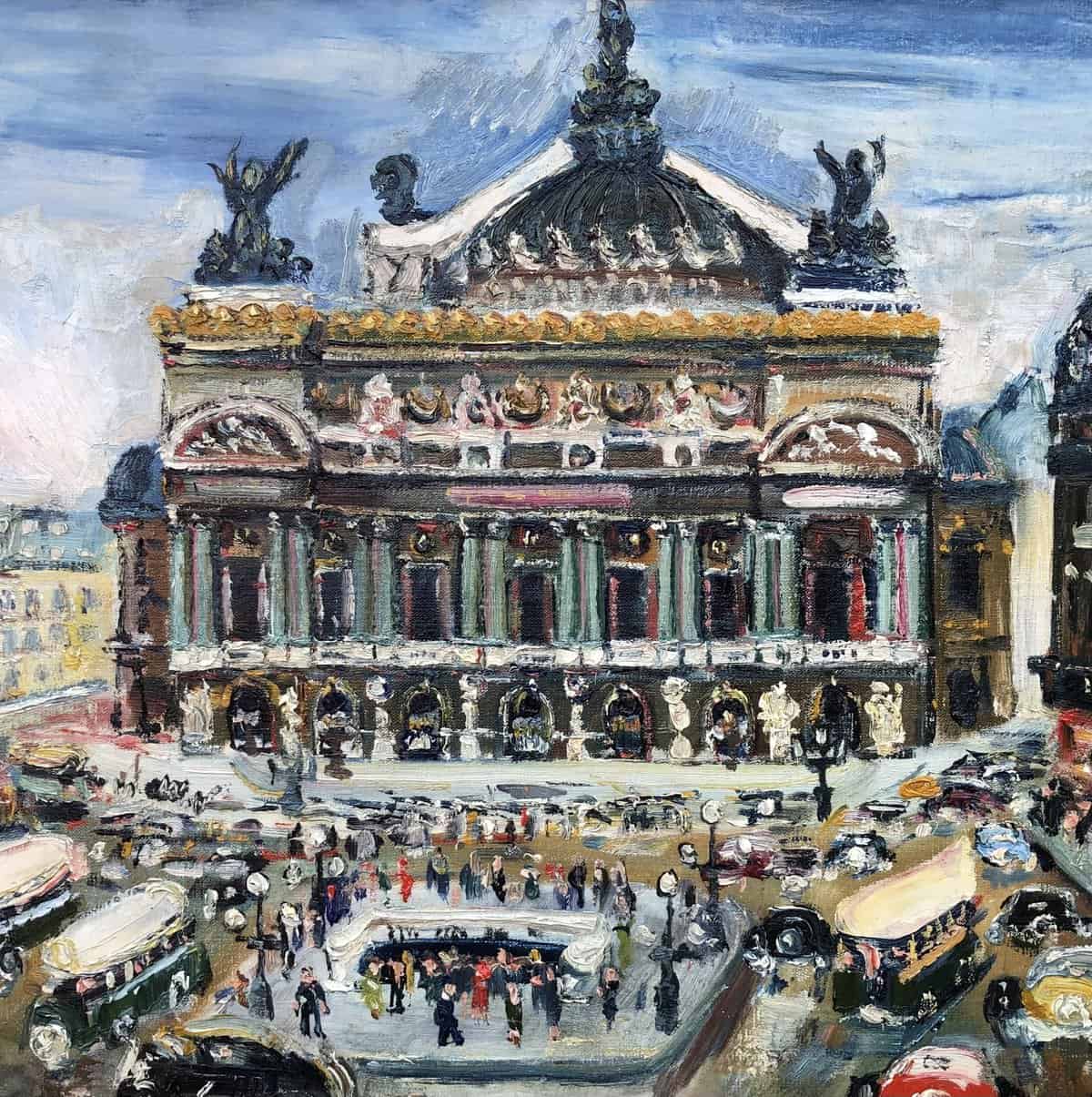 GENIN Lucien Ecole Française Paris Animation place de l’Opéra Huile sur toile signée Certificat d’authenticité - Image 4