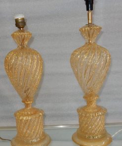 1950/70 Paire de Lampes Barovier & Toso Avec Paillons d’Or