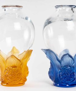 Maison Lalique, Paire De Vase « Orthensia », Crée Par Marie Claude Lalique ‘ Descendante De René Lalique