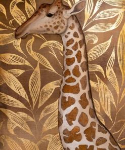 Toile peinte figurant une girafe, travail contemporain