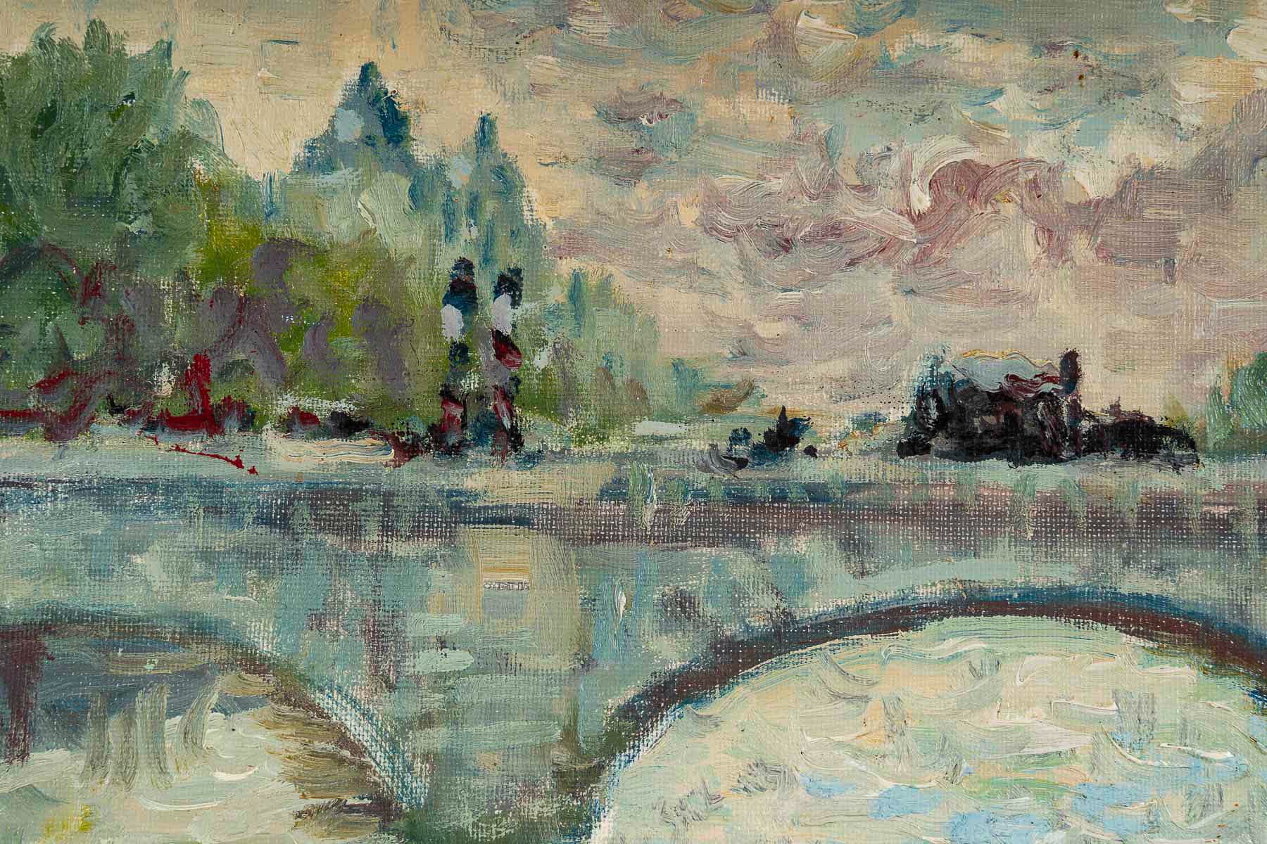 Mério Ameglio (1897-1970) Vue du Pont-Neuf huile sur toile vers 1950 - Image 3