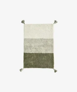 Tapis Bain Coton Gris et Olive, 60×90 cm | Madam Stoltz
